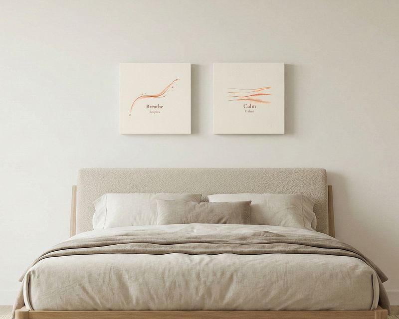 Two Virtue Flow canvases above a bed